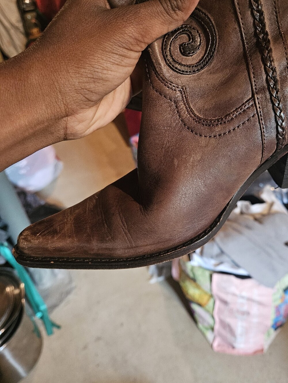 Carlos by Carlos Santana Slinger Leather Cowboy Boots - Picture 8 of 15